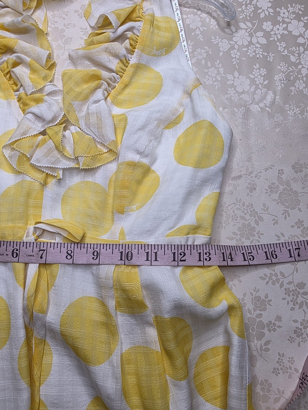 Lilly Pulitzer Silk Cotton Yellow Polka Dot Ruffle Halter Dress Size 4 - Picture 10 of 14